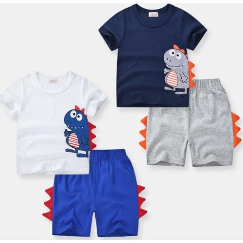 New Summer Kids Baby Boy Clothing Set Cotton Toddler Baby Dinosaur T-Shirt+Shorts Suit Casual Childrens Clothing