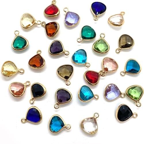 Charms for Jewelry Making ,10PCS Triangle Jewelry, A Variety of Colors of Gold Alloy Crystal Pendants Diy Necklace Accessories