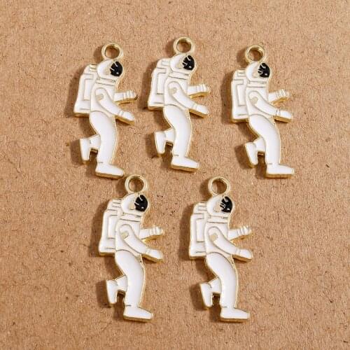 10pcs 11*25mm Alloy Enamel Astronaut Charms Pendants for Necklaces Earrings Bracelet Jewelry Making DIY Handmade Craft Accessory