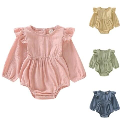 Casual Newborn Baby Girl Long Sleeve Bodysuit Pne Piece Outfit Set Clothes Playsuit 0-24M