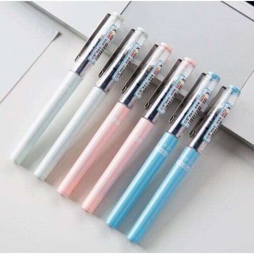 Liquid-ink Straight Liquid Water-based St Ball-point Pens For School 6PCS/Lot 0.5mm Office Stationery Multi-color Black Gel Pen