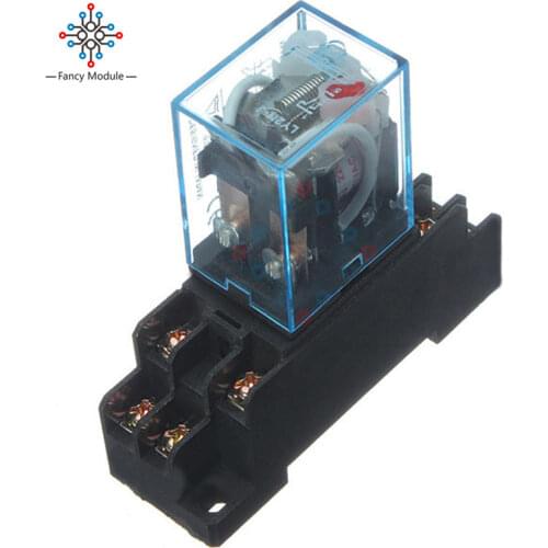 Power Relay LY2NJ Socket Base 220V AC Coil Miniature Relay DPDT 8 Pins 10A 240VAC LY2 HH62P LY2 JQX-13F With PTF08A