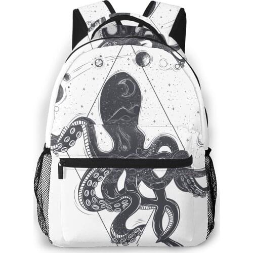 Backpack Women Shoulder Bag For Teenage Girls Geometric Octopus Cosmic Planets Bagpack Female Ladies School Backpack