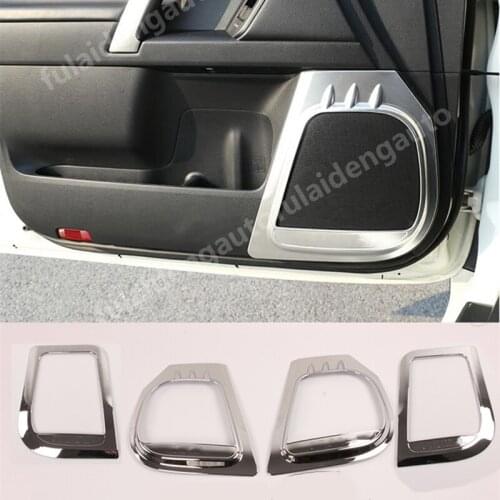 Silver Car Door Horn Speaker Decor Frame Cover trim For Toyota Land Cruiser Prado FJ150 2010-2020 Car Accessories