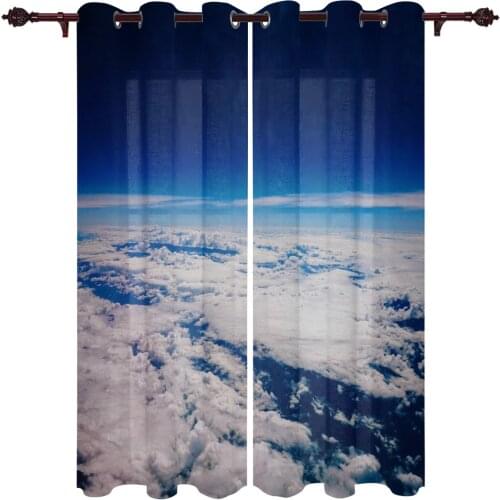 Outdoor Curtains Earth Clouds Sky Living Room Kitchen Curtain Drape For Patio Garden Gazebo Yard Valance Cutains