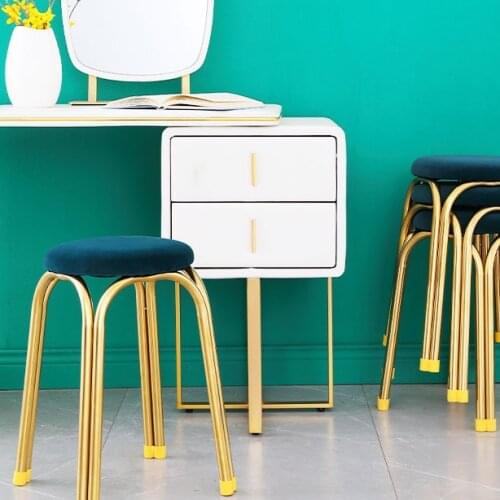 Nordic table stool light luxury household small stool net red high stool stainless steel round stool storage bench gold dining