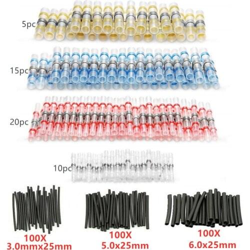 350PCS Heat Shrink Wire Connectors Solder Sleeves Waterproof Fast Butt Terminals Heat Shrink Tube Electrical Electrican