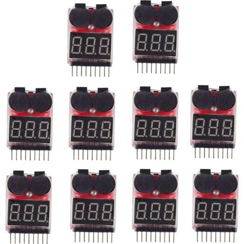 10pcs Low Voltage battery tester Buzzer Alarm 1-8S Lipo/Li-ion/Fe Battery Voltage 2IN1 Tester RC BB Ring