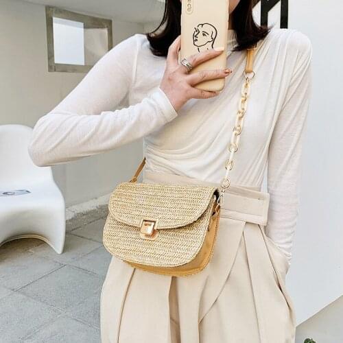 Western style woven bag 2021 new simple saddle bag trendy fashion straw woven texture shoulder bag