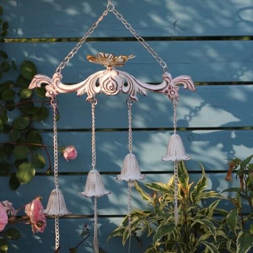 Outdoor Garden Retro White Metal Wind Chimes Wall Tree Hanging Windbell Ornaments Courtyard Accessories Crafts Villa Decoration