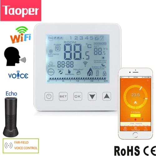 WiFi Smart Thermostat Gas Boiler Water Heating Actuator Temperature Controller 0.5 Accuracy 100-240VAC Echo Alexa Voice Control