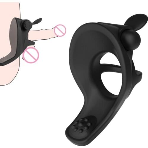 USB Rechargeable Waterproof Silicone Vibrating Penis Cock Ring Male Sexy Delay Penis Extender and Vibrator Dick Ring Men Toy