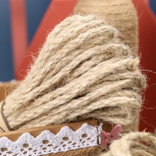 10M Twisted Burlap Jute Twine Home Decor Cat Rope Thick Natural Hemp Cord Sisal Rope 6mm