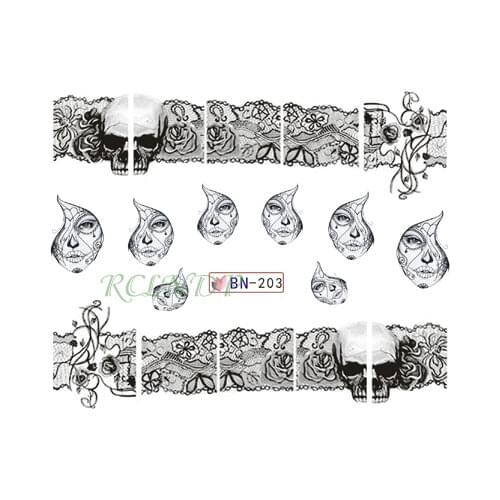 Water sticker for nail art decoration slider princess skull butterfly flower Corpse Bride design decal lacquer accessoires