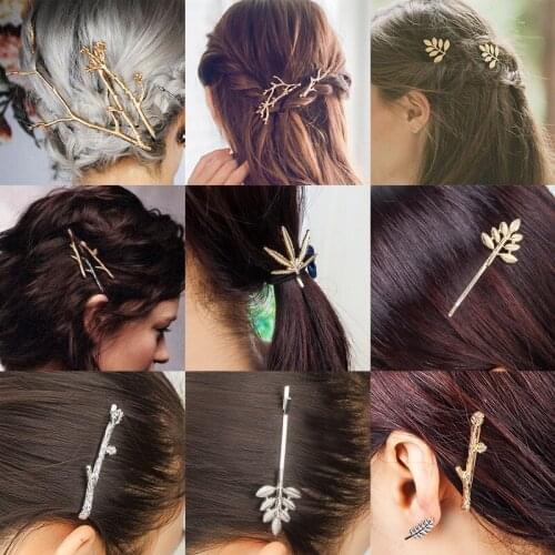 Many Patterns Leaf & Branches White Pigeon Birds Metallic Hair Clips and Pins Golden Silver Plated Hair Jewelry for Women