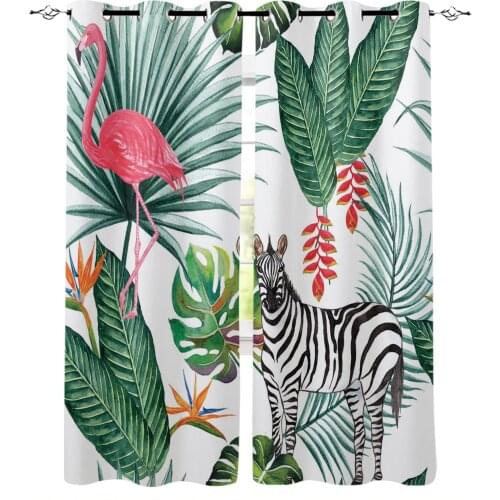 Zebra Flamingo Tropical Jungle Curtains for Kids Children Boys Girls Room Living Room Window Drapes Curtain Window Treatments