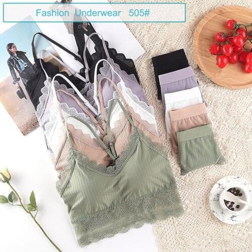 Girl Bralette Lingerie Set Sports Underwear Women Push Up Bras and Panty Sexy Bra Lenceria Wirefree Feminina Lace Ropa Interior