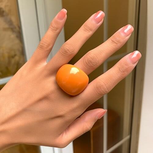 Ingemark Korea New Colorful Transparent Acrylic Rhinestone Resin Ring Geometric Open Rings for Women Girls Party Jewelry 2021