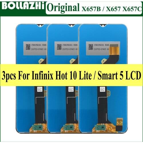 3 Piece 6.6 ” For Infinix Smart 5 X657 X657C LCD Display Touch Screen Digitizer Assembly Replacement For Infinix Hot 10 Lite