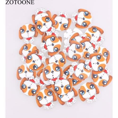 ZOTOONE 100PCS Cute Dog Randomly 2 Holes Wood Sewing Buttons Scrapbooking 30*30mm DIY Garment Accessories Clothes for Kids C