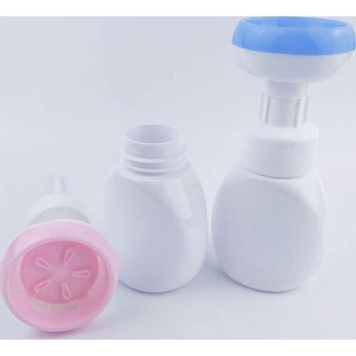 1Pcs Liquid Soap Dispenser for Shower Gel Empty Bottle Foaming Pump 2Colors Flower Shape Foam PET 250ML for Household