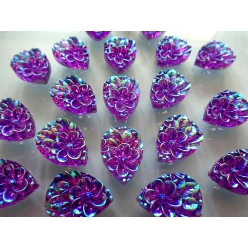100pcs 13*18mm flatback Sew On rhinestones purple AB colour crystal water drop shape resin beads strass gem stones