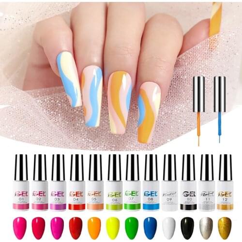 12pc/set Gel Polish For Nail Fluorescent Salad Adhesive Varnishes Gel Nail Hot Sale Soak Off UV LED Gel Line/Painting Nails Gel