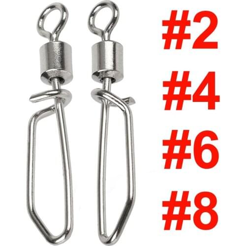 20pcs stainless steel Bearing Swivel Fishing Connector Fast Snap Spiral Ball Rolling Fishing Swivel Accessories lure hook Tackle