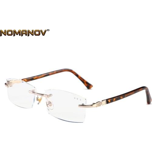 2019 Sale Occhiali Da Lettura Diamond Frameless Fashion Men Trend Reading Glasses +0.75 +1.25 +1.5 +2.00 +1.75 To +4 With Case