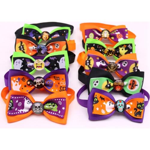 50/100pcs Pet Dog Bow Ties Adjustable Bowties for Small Dog Puppy Halloween Grooming Accessories Pet Products