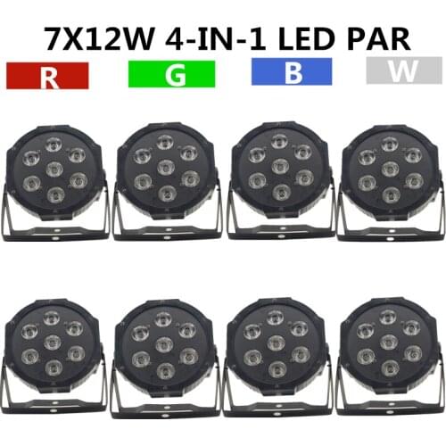 8PCS/ 7X12W RGBW led Par light dmx 8CH led wash light professional stage dj equipment disco light
