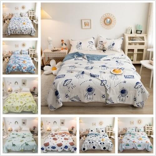 Macaron Solid Color Bedspread Soft Summer Comforter Quilts Washable Bed Quilt Air Conditioned Quilt Duvet Adults Summer Quilt