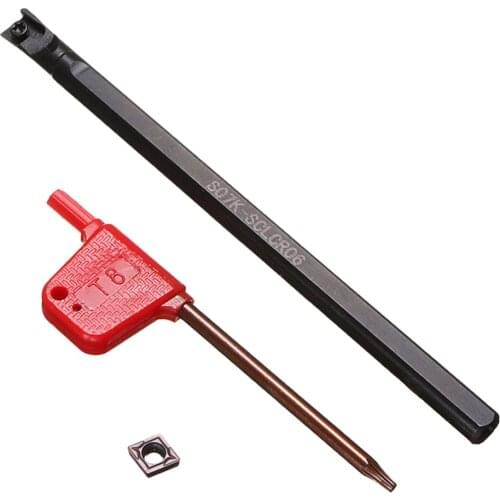 S07K-SCLCR06 Turning Tool Holder 125mm+CCMT0602 Inserts Cutter+T8 Wrench Kit