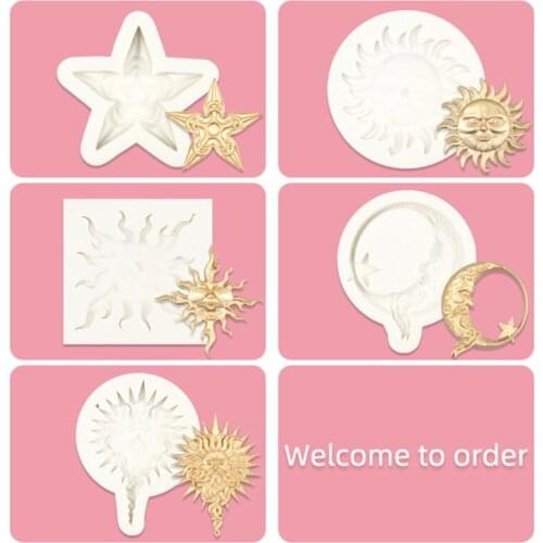 Hot Silicone Resin Mold Moon Star Sun Silicone Fondant Mold Cake Moule Silicone