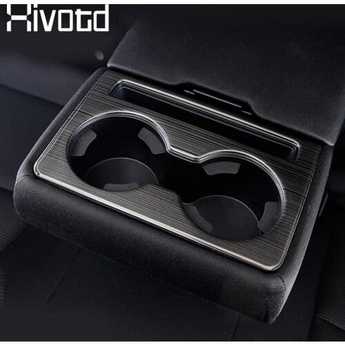 Hivotd For Mazda CX-5 CX5 2020-2017 Car Rear Seat Water Cup Holder Cover Stainless Steel Trim Interior Mouldings Accessories