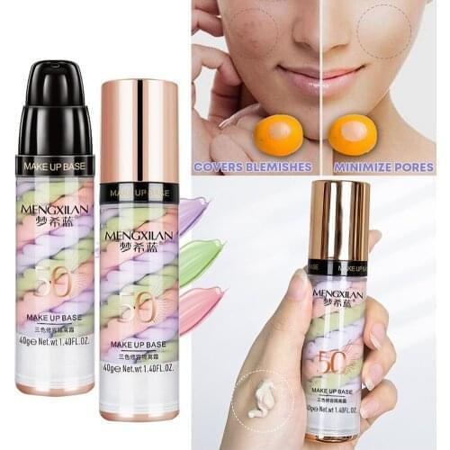 Skin Perfect Tri-tone One Step Cream Face Base Primer Makeup Liquid Shrink Pore Facial Moisturizing Oil Control Makeup