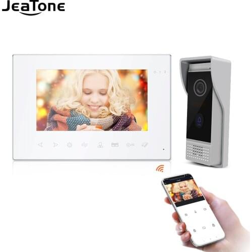 JeaTone 7" New Tuya Wifi Monitor Video Door Phone Intercom with Multi-language+Remote APP Control+Motion Detection+Double unlock