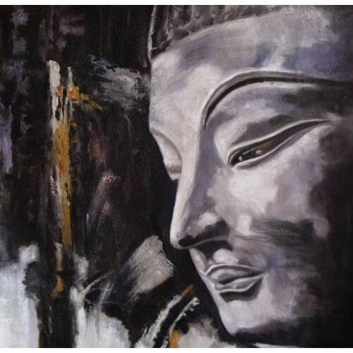 100%Handmade Buddha Oil Painting 24x24 NOT a poster.textured lightly
