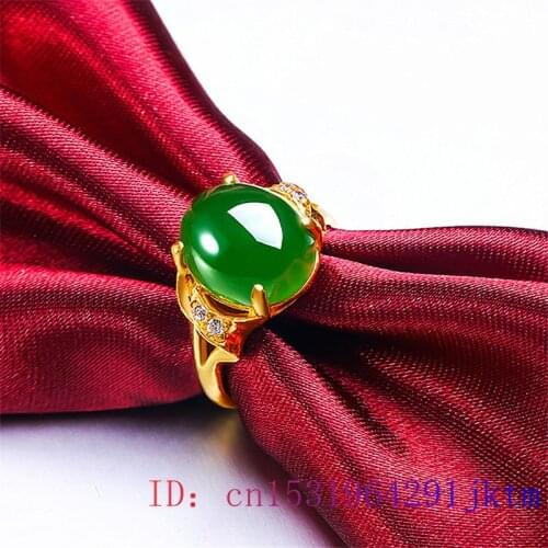 Green Jade Ring Zircon Gemstone Women Gifts Jewelry Charm Chalcedony Crystal 925 Silver Amulet Men Fashion Natural