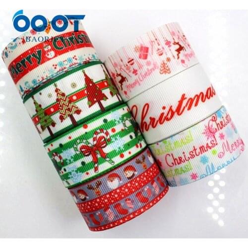 OOOT BAORJCT 177203 , 25MM Christmas Printed grosgrain ribbon,garment accessories hair accessories , DIY Handmade gift wrapping