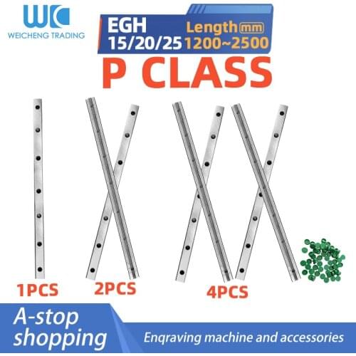 2pcs 1200mm -2500mm P class EGH15 EGH20 EGH25 15/20/25mm Square Linear Guide Rail for Slide Block Carriages CNC Router Engraving