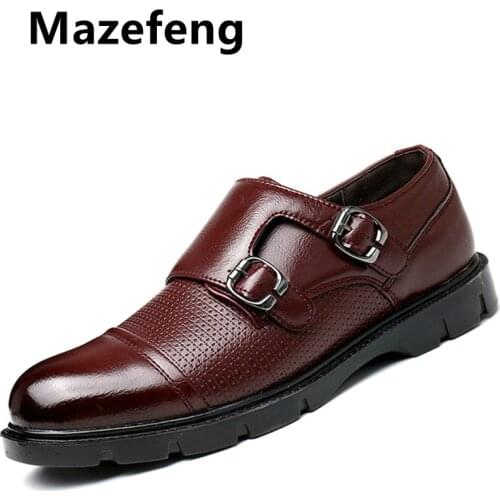 Mazefeng Luxury Men Flats Casual Man Shoes Leather Genuine Men Oxford Lace Up Dress Shoes Sapato Masculino Chaussure Homme Cuir