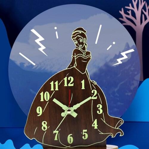 Wooden Table Clock, Cute Small Alarm Clock,Battery Operated Silent Quart Movement Desk Clock for Bedroom Living Room Indoor Kids