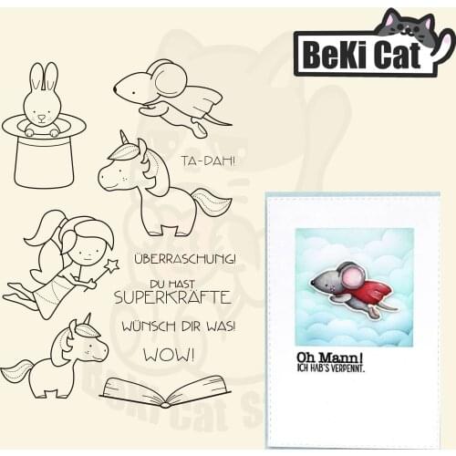 German mouse girl words Clear Stamps for DIY Scrapbooking/Card Making Fun Decoration Supplies