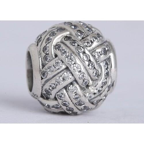 New Mothers day pave love knot beads with cz 925 sterling silver beads Suitable for Pandora Style Charm Bracelets & Necklaces