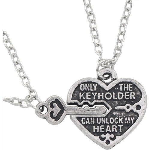 Couple Necklace Vintage Key Hearts Pendant Carved Only The Keyholder Can Unlock My Heart Necklaces For Women Men Colar