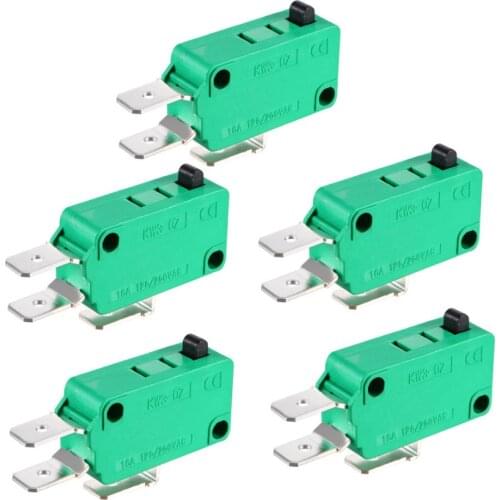 Uxcell KW3-OZ Switches 16A 125/250VAC SPDT NO NC Push Button Action Hinge Short Roller Lever Type Micro Limit Switch 5PCS