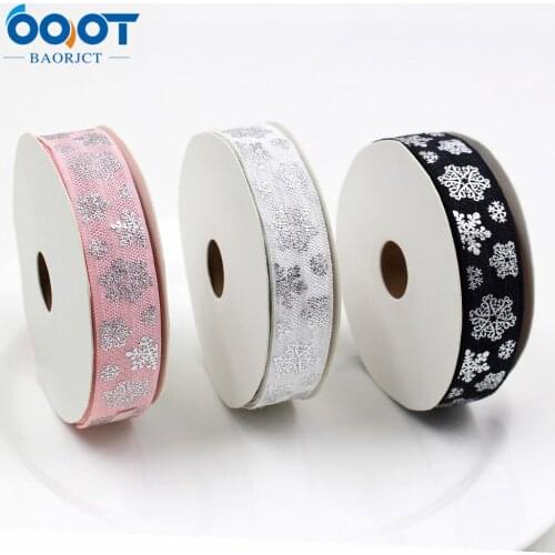 10yards 5/8'' snowflake hot silver Ribbon Elastic Foldover Elastics Stretch Hair Ties Headbands for Girls Hair Bow E-20508-909