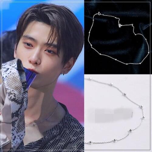 KPOP NCT127 Peripheral Jeong Jae Hyun JaeHyun Same Necklace Simple And Versatile Small Round Bead Clavicle Chain Mens Necklace