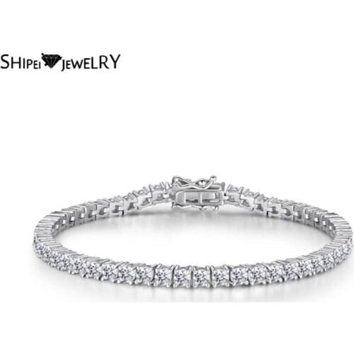 Shipei 100% 925 Sterling Silver Round Moissanite Diamonds Gemstone Wedding Engagement Fine Jewelry Fashion Charm Bracelets
